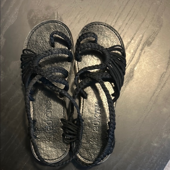 Bokyna black Flat Sandals with Cross Straps size 38 - Picture 5 of 5